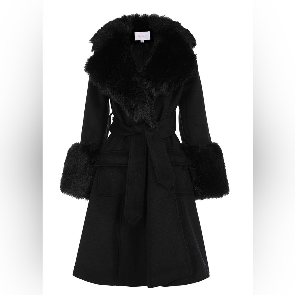 Selkie Caviar Groupie Coat Black Winter Coat Heavy Faux Fur